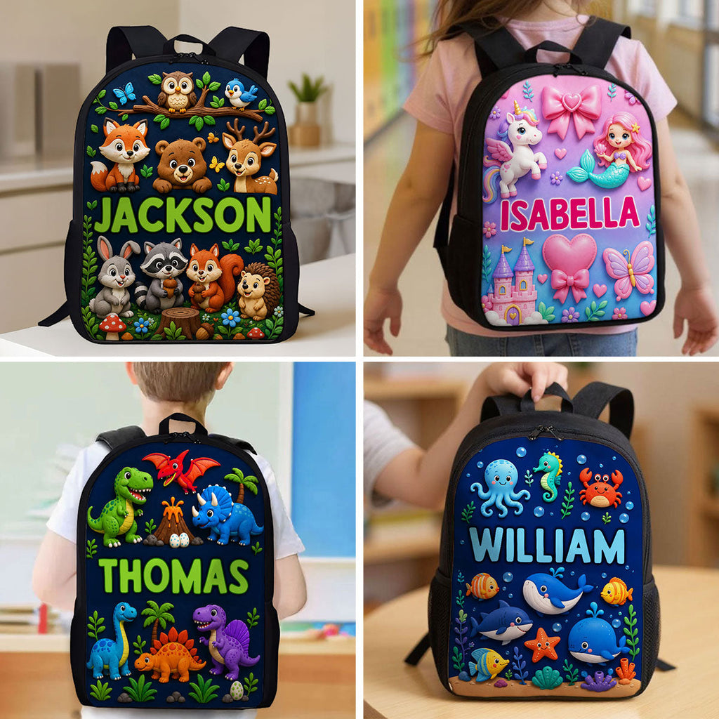 Personalized Animal Backpack Set for Kids - Custom Name School Gear