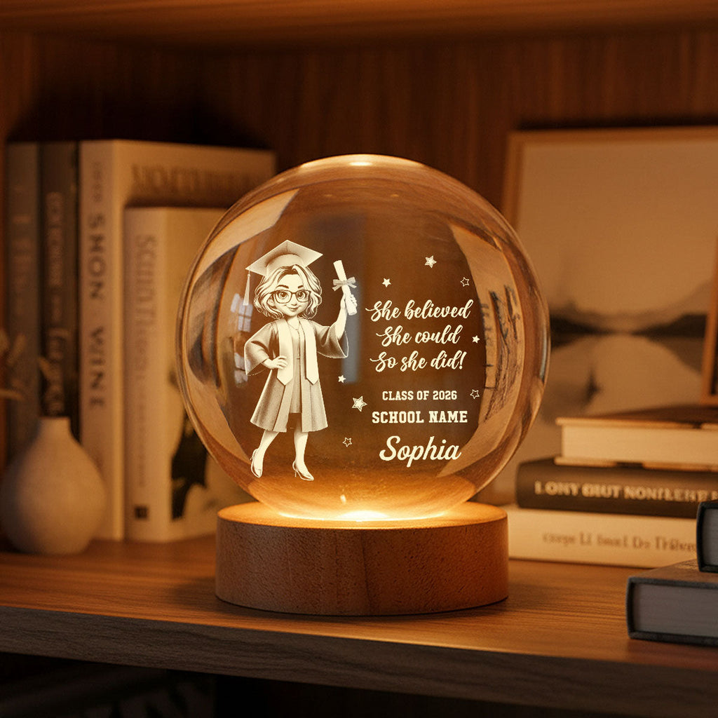 Personalized Crystal Globe Lamp for Graduates Class of 2026 Gift
