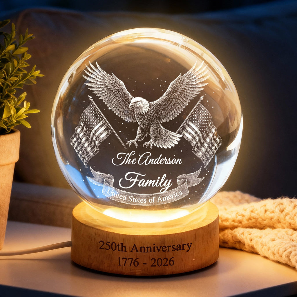 Personalized Crystal Globe Lamp Custom Family Gift for 250th Anniversary