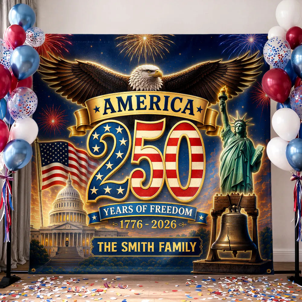 Personalized Vintage 250th Anniversary Backdrop Patriotic Gift for Family