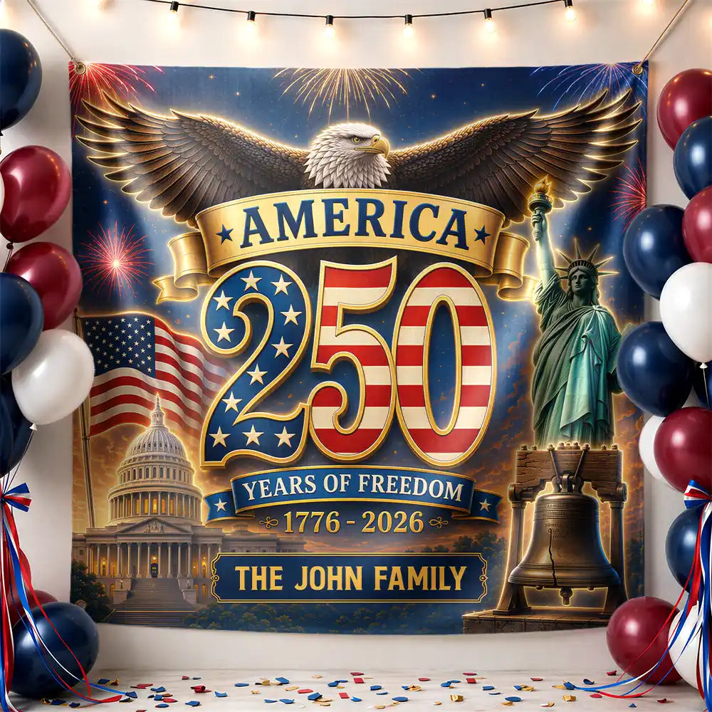 Personalized Vintage 250th Anniversary Backdrop Patriotic Gift for Family