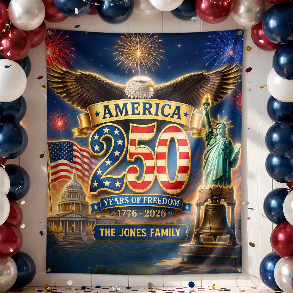 Personalized Vintage 250th Anniversary Backdrop Patriotic Gift for Family
