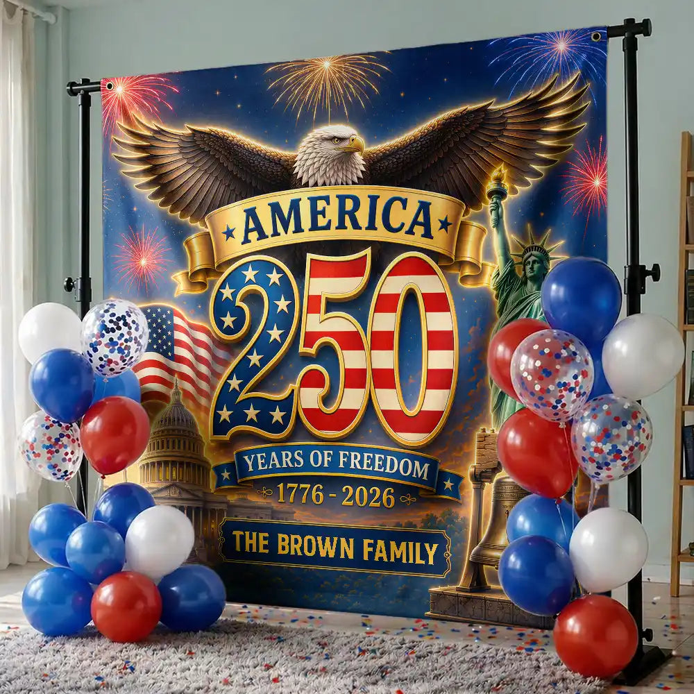 Personalized Vintage 250th Anniversary Backdrop Patriotic Gift for Family