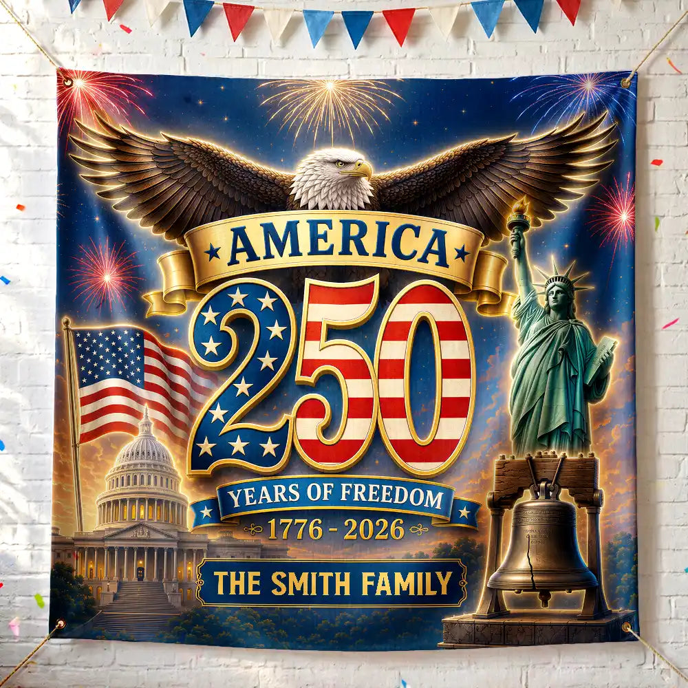 Personalized Vintage 250th Anniversary Backdrop Patriotic Gift for Family