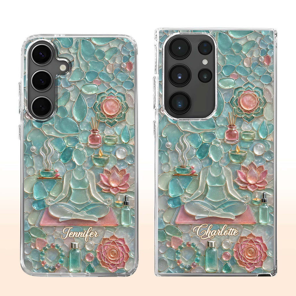 Personalized Clear Phone Case for Yoga Lovers Custom Name Gift Clear Phone Case GradoCreations