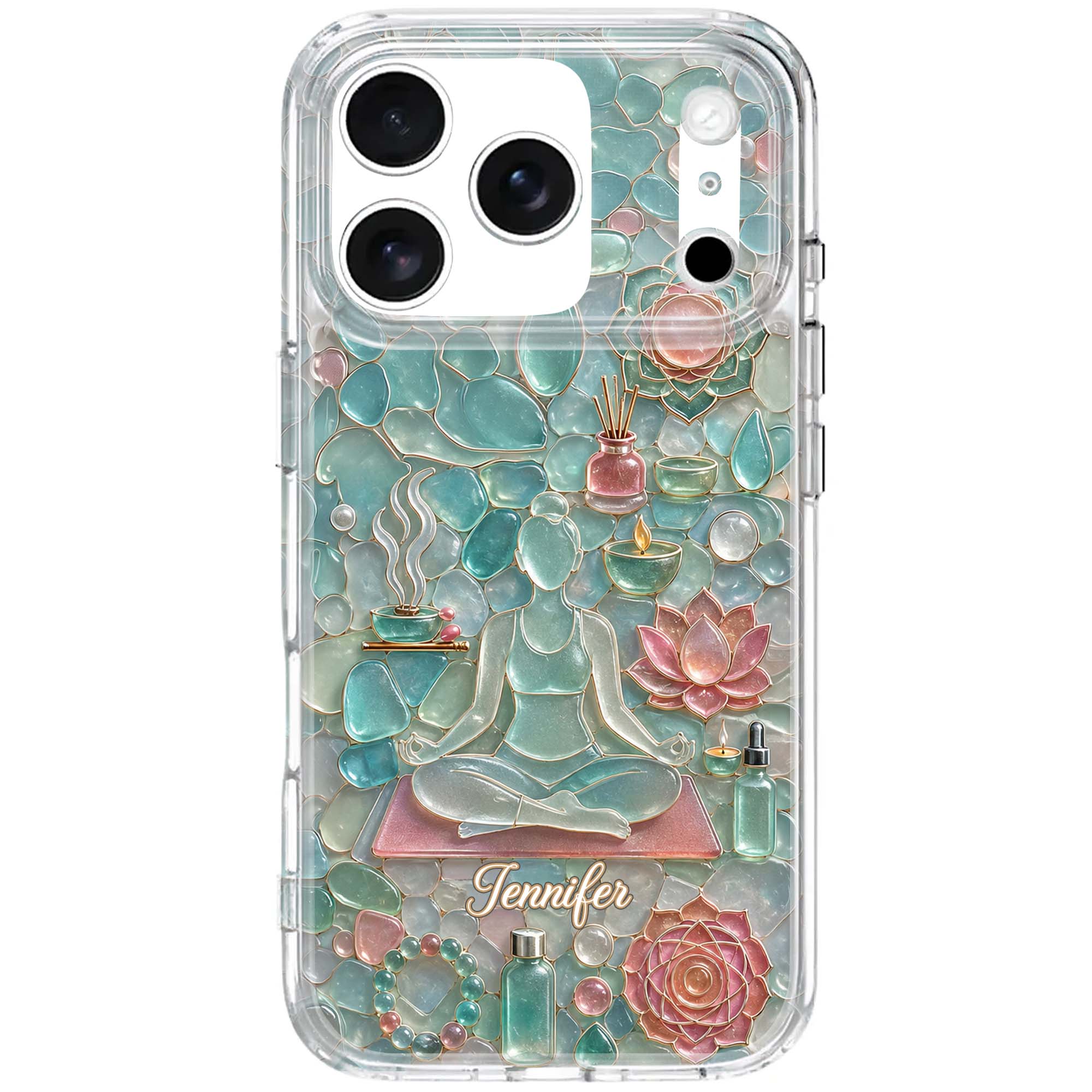 Personalized Clear Phone Case for Yoga Lovers Custom Name Gift Clear Phone Case GradoCreations