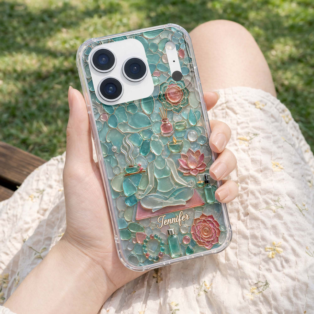 Personalized Clear Phone Case for Yoga Lovers Custom Name Gift Clear Phone Case GradoCreations