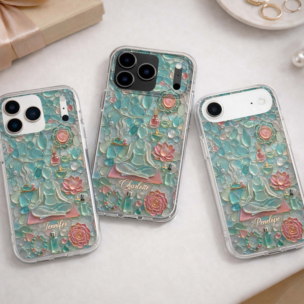 Personalized Clear Phone Case for Yoga Lovers Custom Name Gift Clear Phone Case GradoCreations