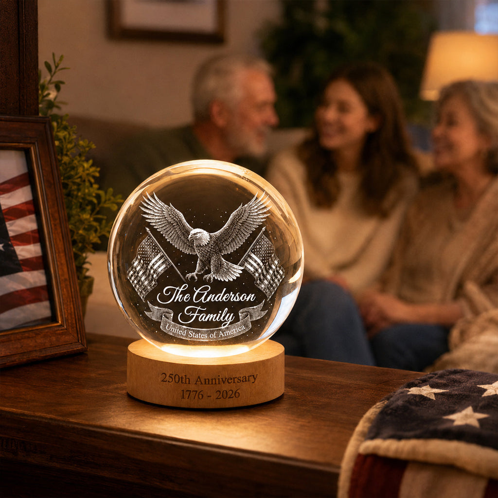 Personalized Crystal Globe Lamp Custom Family Gift for 250th Anniversary