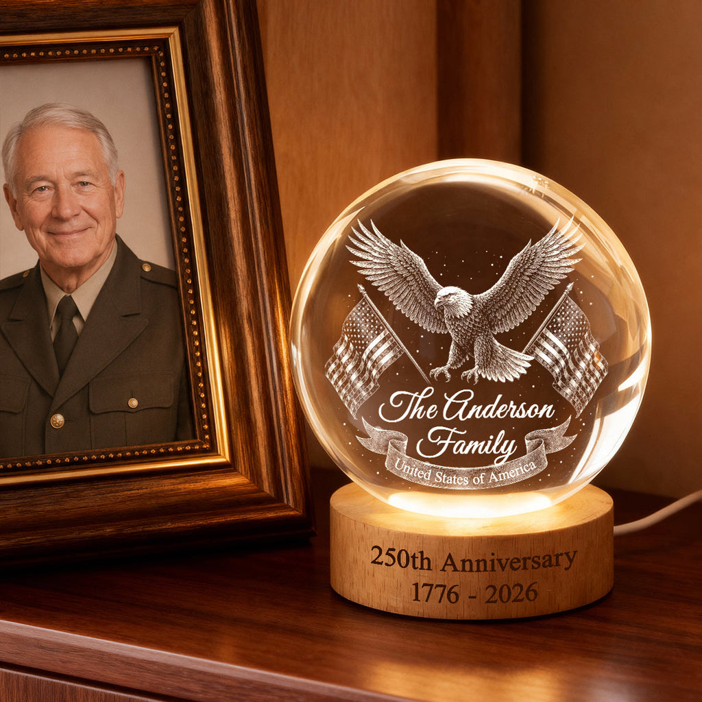 Personalized Crystal Globe Lamp Custom Family Gift for 250th Anniversary