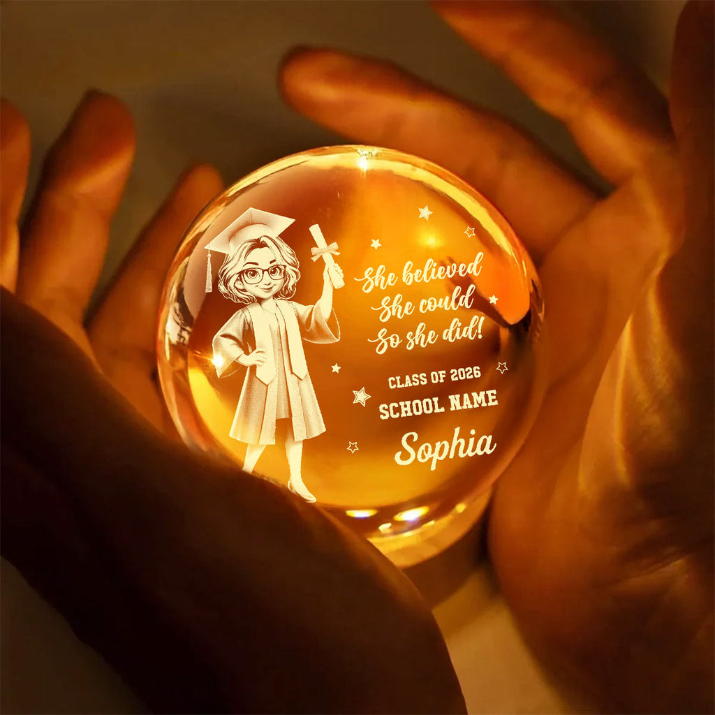 Personalized Crystal Globe Lamp for Graduates Class of 2026 Gift