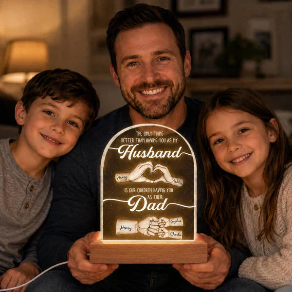 Personalized 3D LED Light Gift for Husband Dad Hand Heart