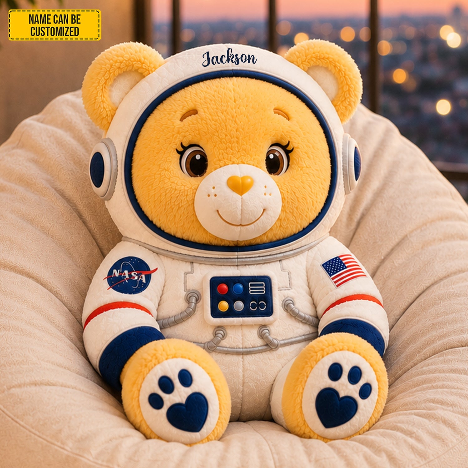 Personalized Astronaut Bear Custom Shape Pillow Gift for Kids GradoCreations