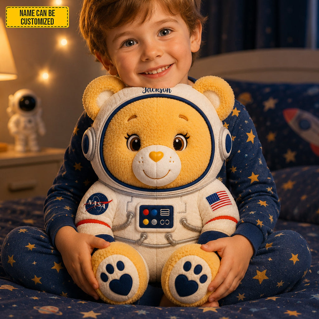 Personalized Astronaut Bear Custom Shape Pillow Gift for Kids GradoCreations