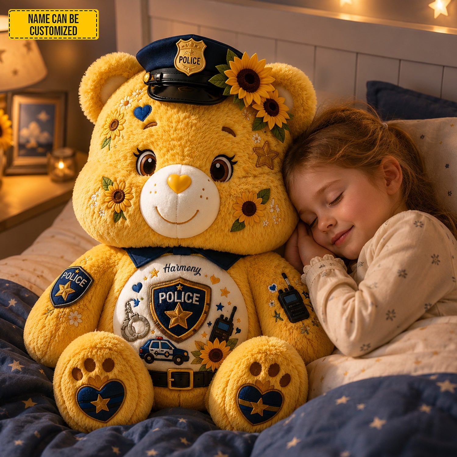 Personalized Police Bear Custom Shape Pillow Gift for Kids GradoCreations