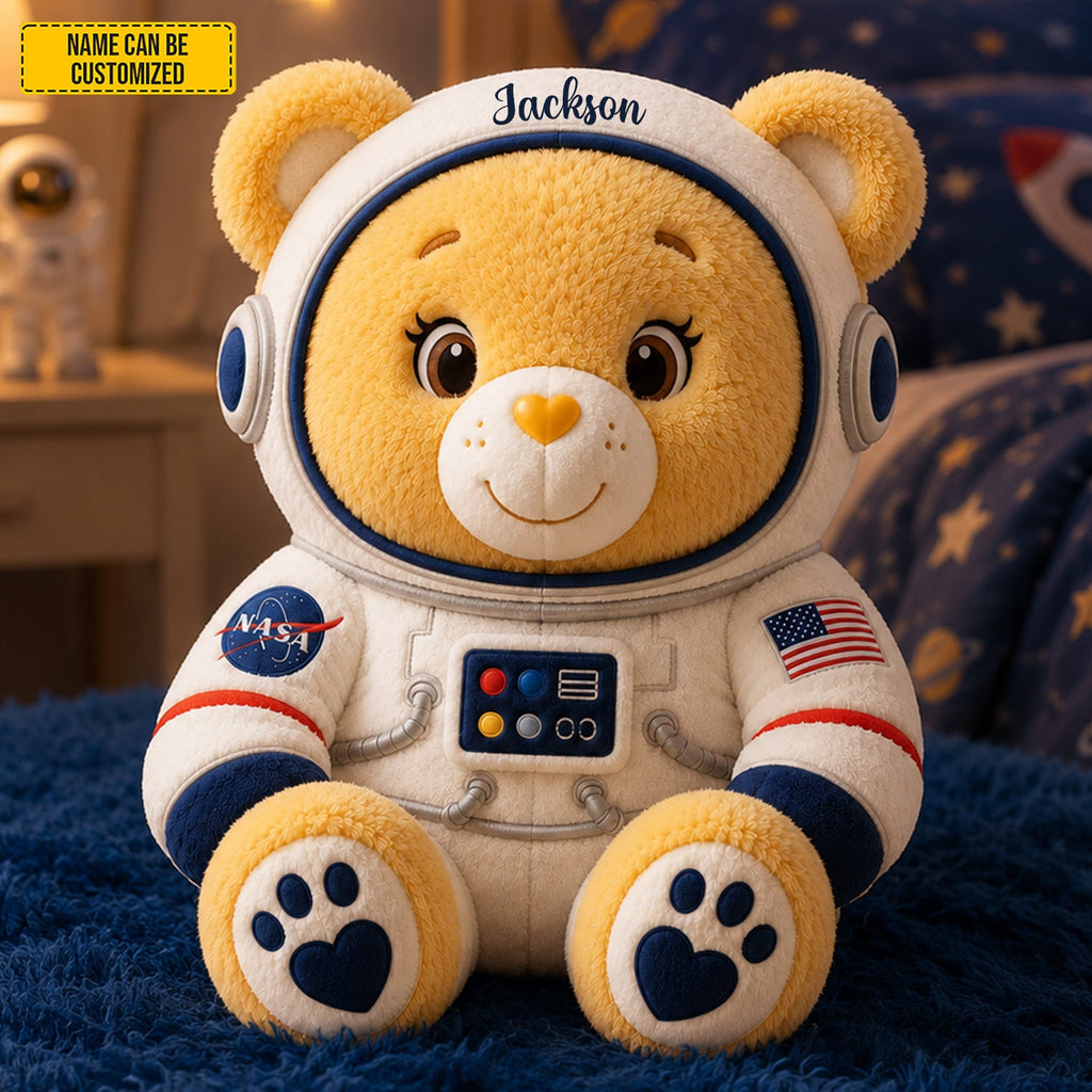 Personalized Astronaut Bear Custom Shape Pillow Gift for Kids GradoCreations