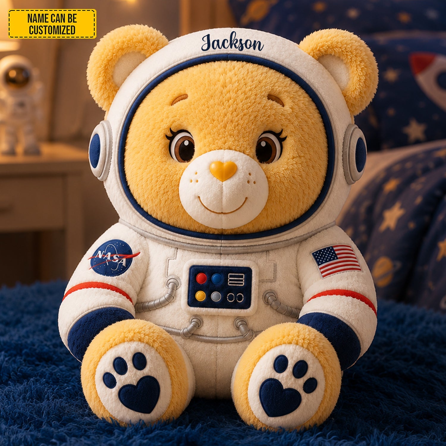 Personalized Astronaut Bear Custom Shape Pillow Gift for Kids GradoCreations