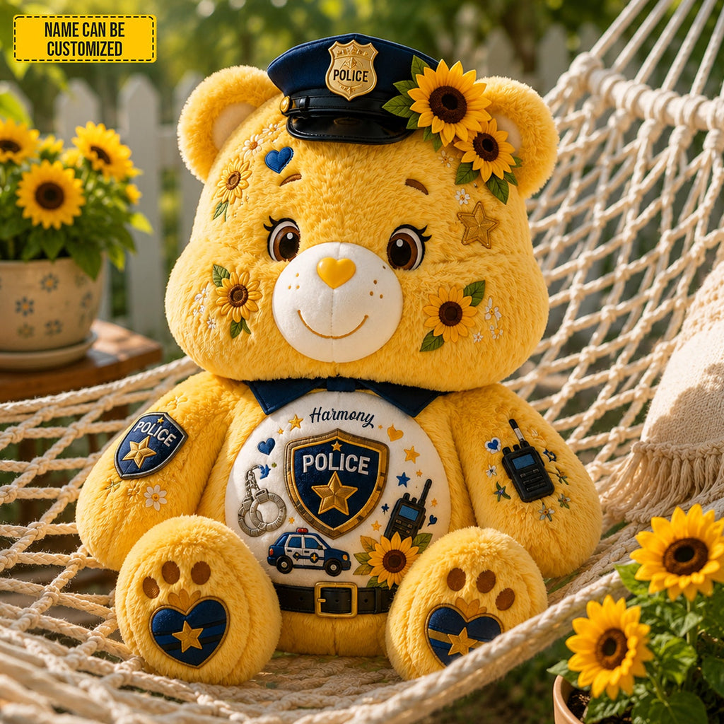 Personalized Police Bear Custom Shape Pillow Gift for Kids GradoCreations