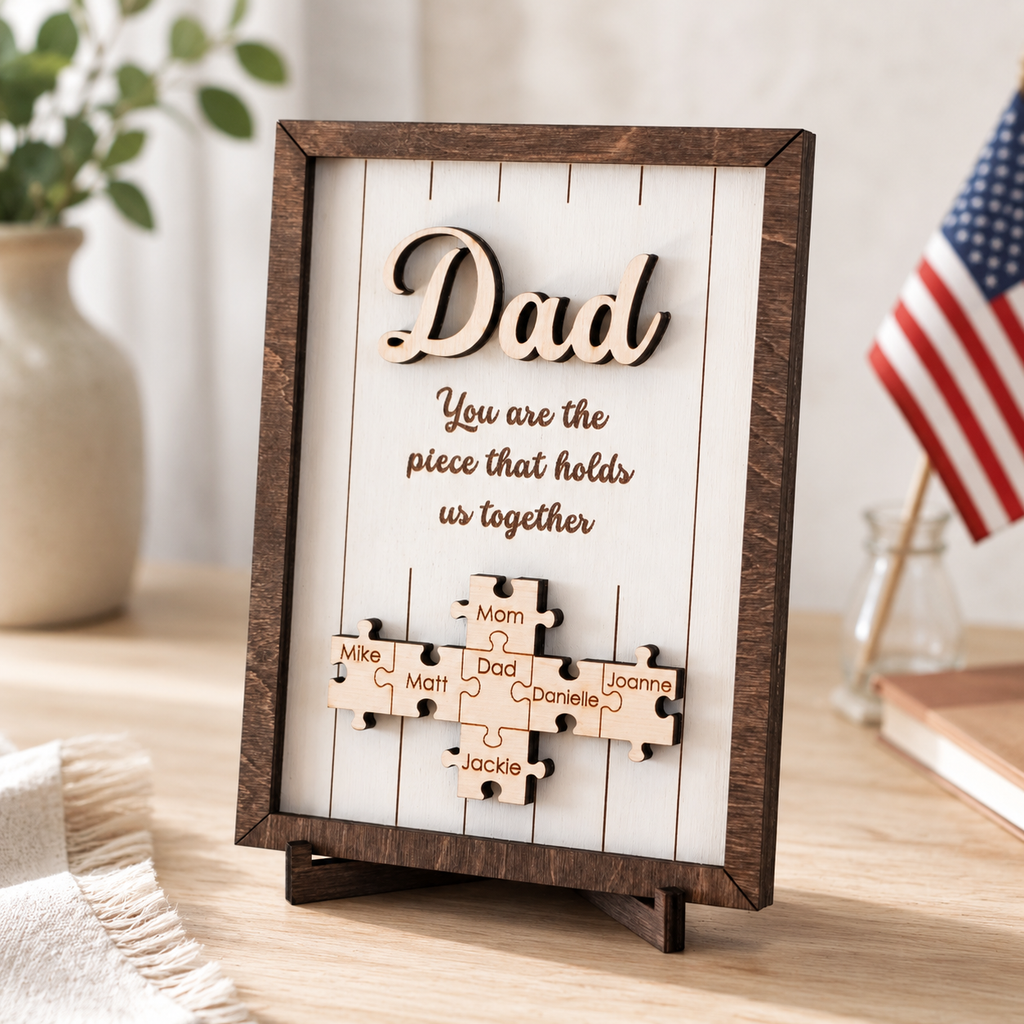 Personalized Wooden Plaque Gift for Dad Father's Day Keepsake HN590 - 2-Layered Wooden Plaque With Stand BCF fix GradoCreations