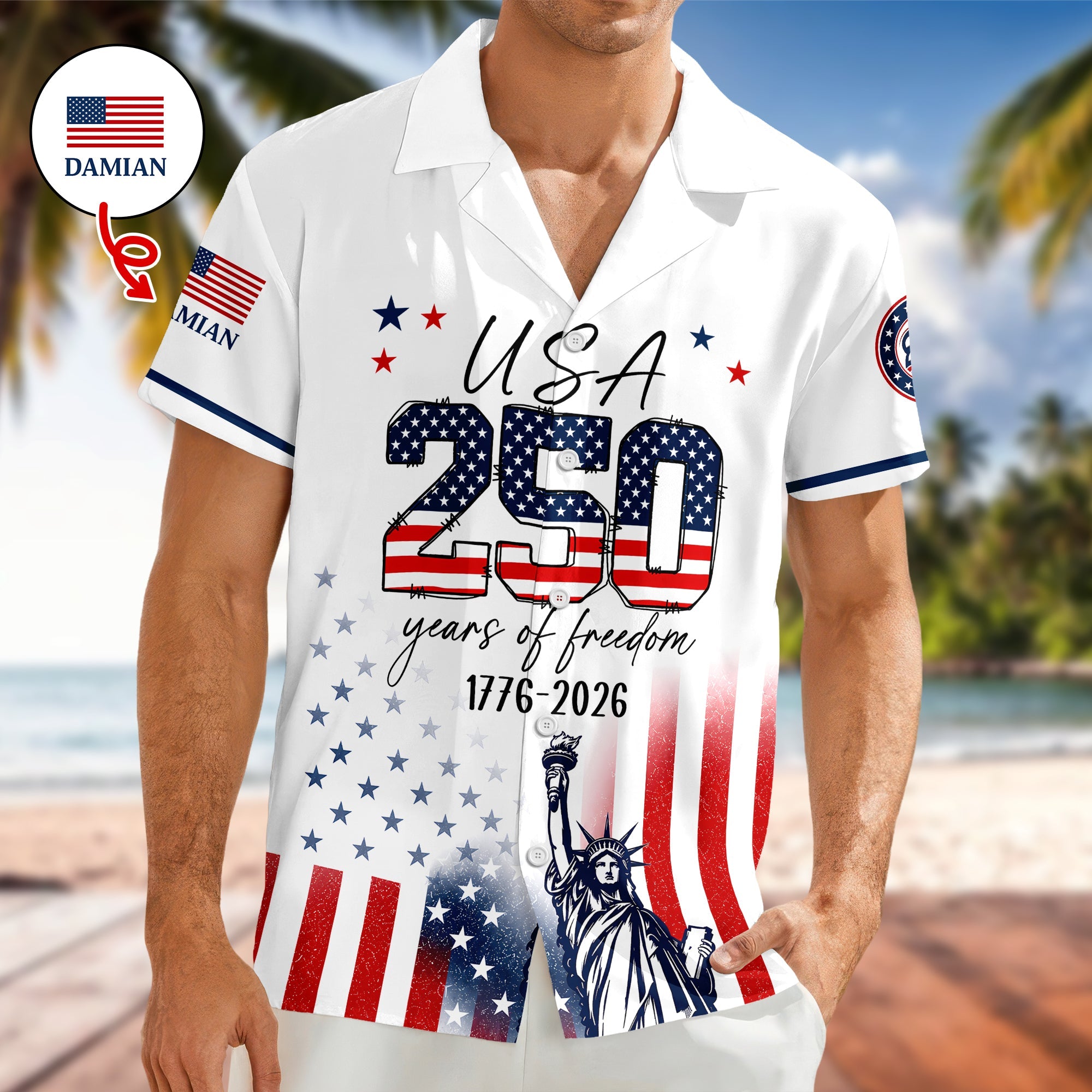 Personalized Eagle Hawaii Shirt Custom Name 250th Anniversary Gift HN590 - AOP Hawai Shirt GradoCreations