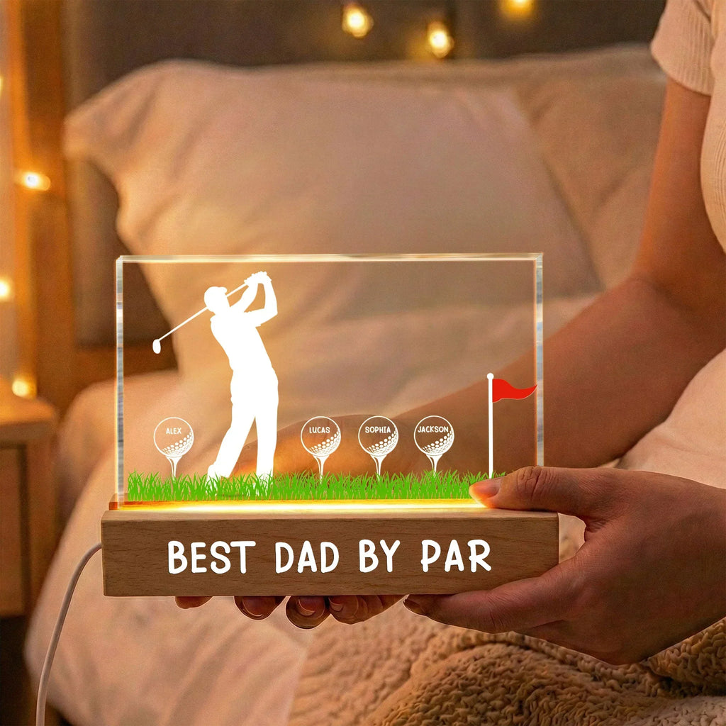 Personalized 3D LED Light Best Dad By Par Gift for Dad Grandpa Golf Lover