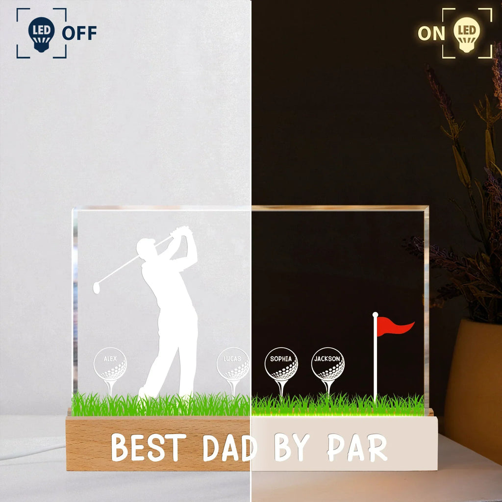 Personalized 3D LED Light Best Dad By Par Gift for Dad Grandpa Golf Lover
