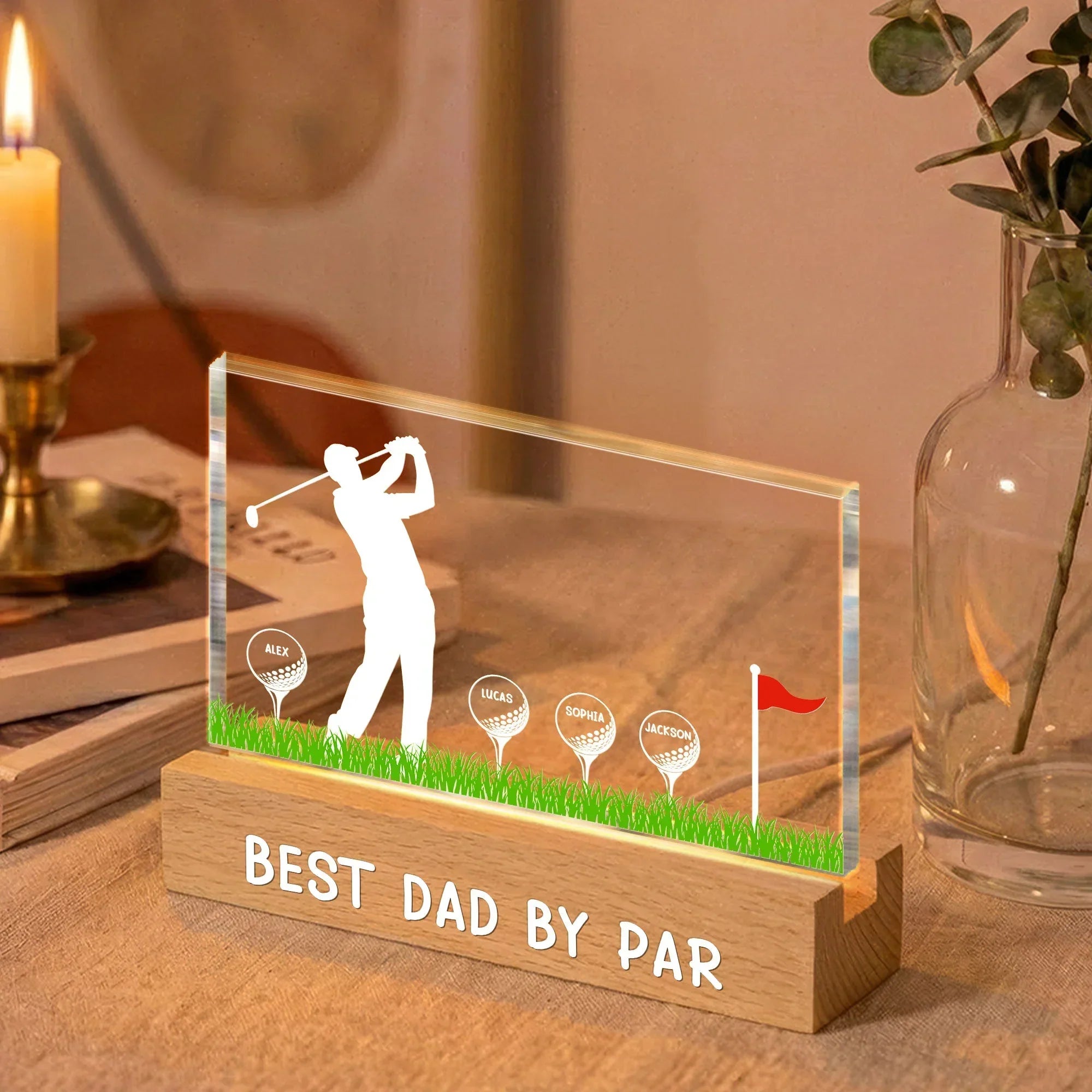 Personalized 3D LED Light Best Dad By Par Gift for Dad Grandpa Golf Lover