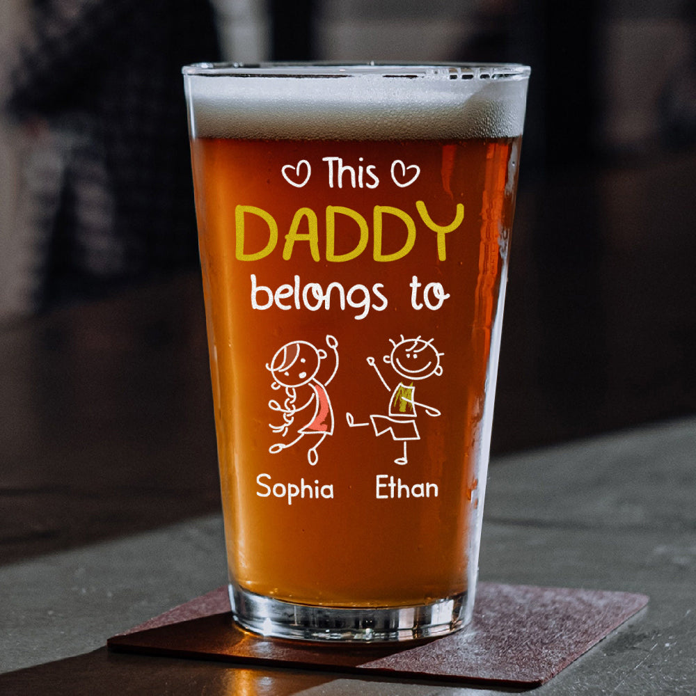 Personalized Beer Glass Custom Name Gift for Dad Father's Day HN590 - Print Beer Glass GradoCreations