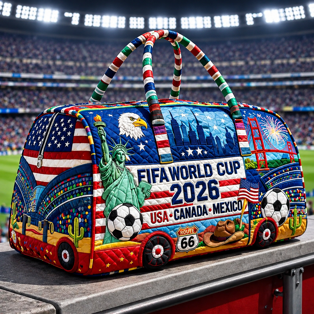 FIFA World Cup 2026 Traveling Quilted Duffle Bag Gift for Soccer Fans