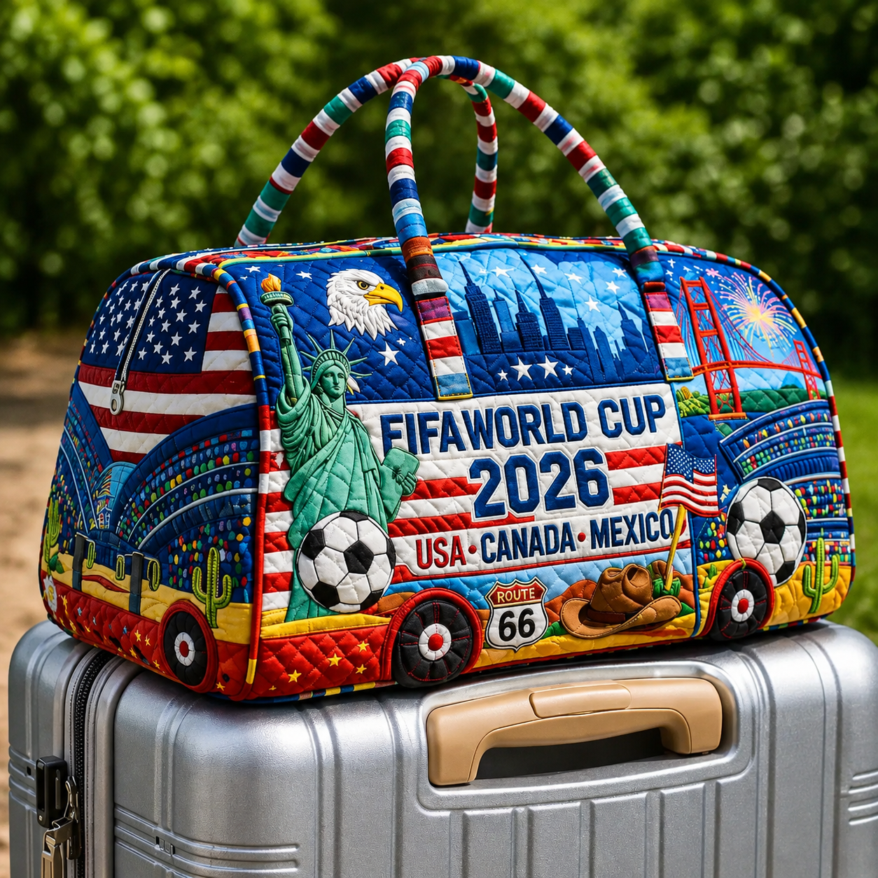 FIFA World Cup 2026 Traveling Quilted Duffle Bag Gift for Soccer Fans