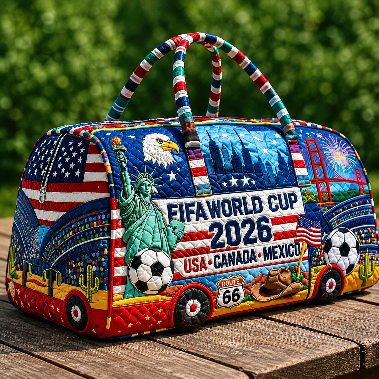 FIFA World Cup 2026 Traveling Quilted Duffle Bag Gift for Soccer Fans