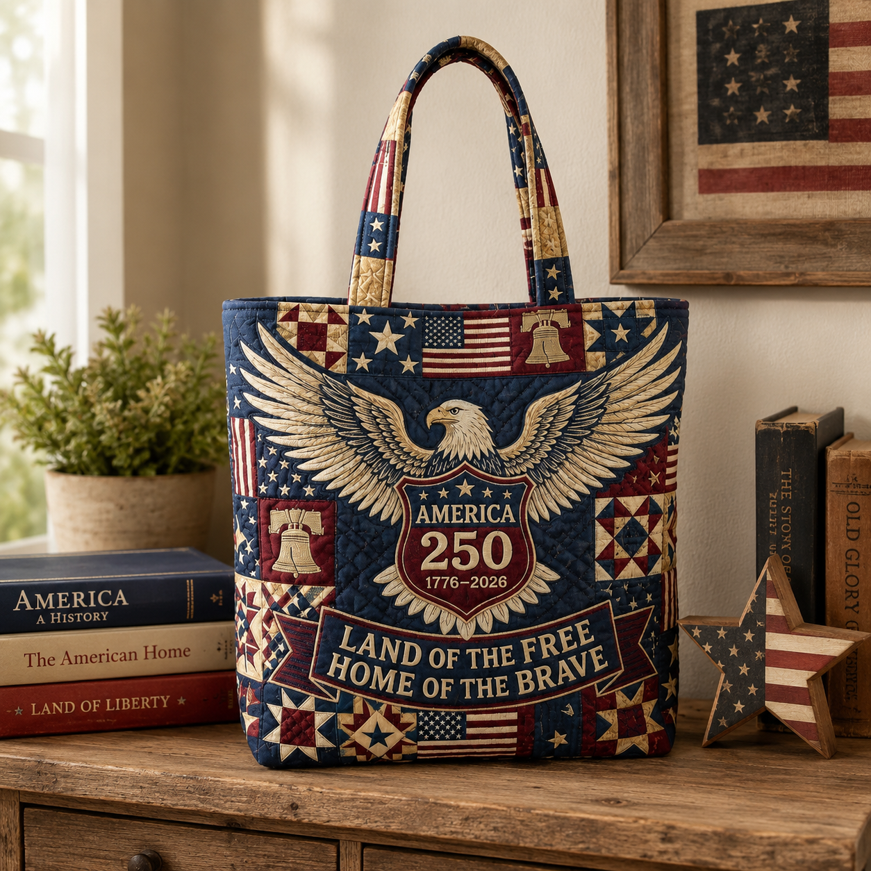 Personalized Quilted Tote Bag 250th Anniversary USA Gift for Patriots