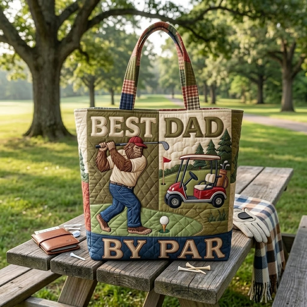 Personalized Quilted Tote Bag Best Dad By Par Gift for Golf Lovers