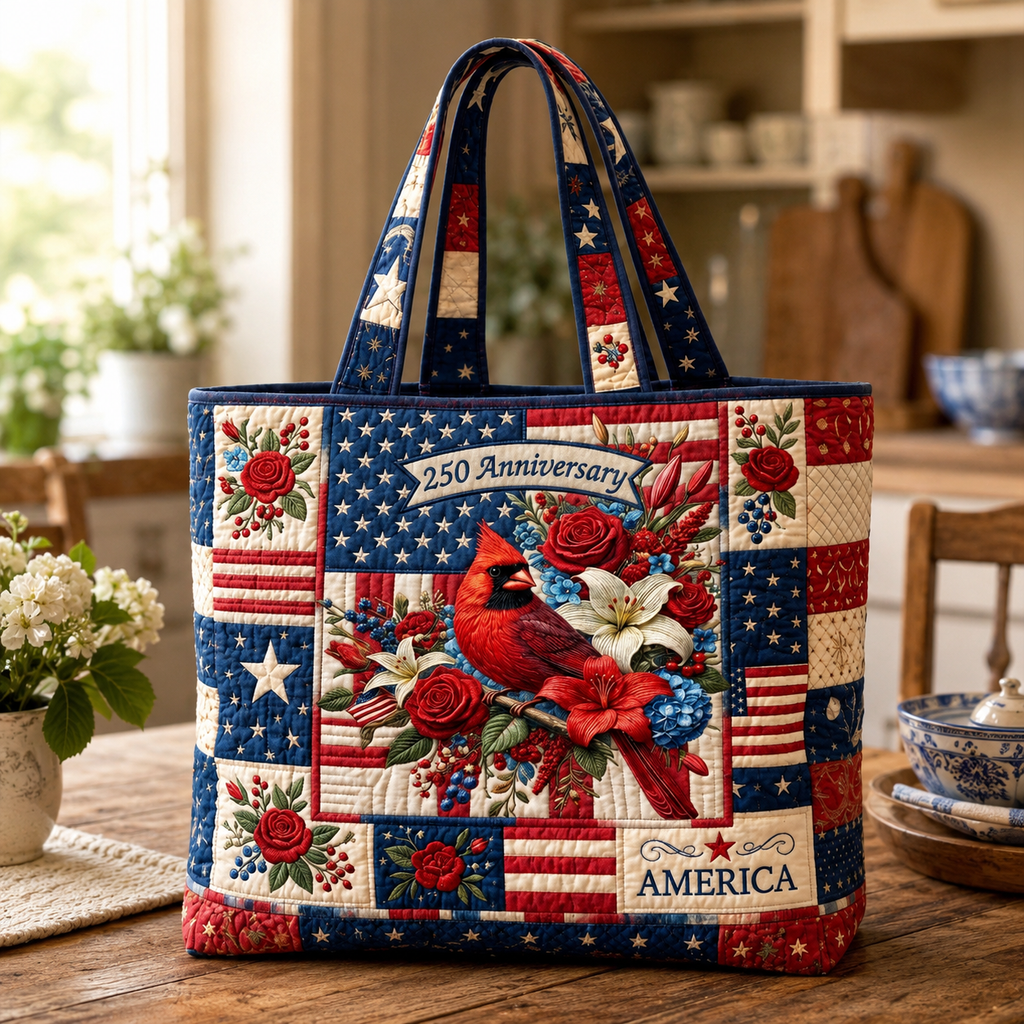 Personalized Quilted Tote Bag USA 250th Anniversary Gift for Her