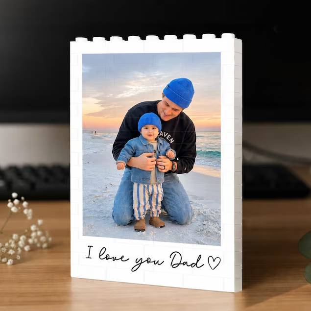 Custom Photo Building Blocks Gift for Dad | Father's Day Keepsake HN590 - Building Blocks fix GradoCreations