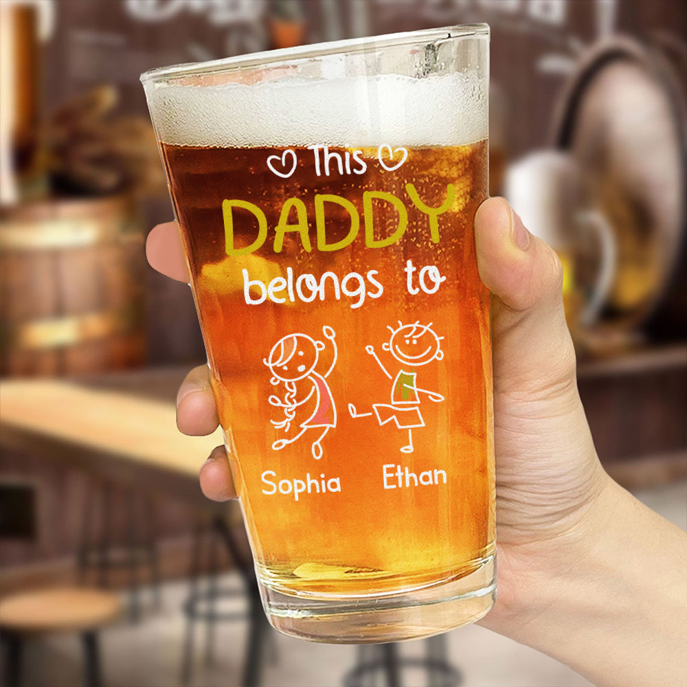 Personalized Beer Glass Custom Name Gift for Dad Father's Day HN590 - Print Beer Glass GradoCreations