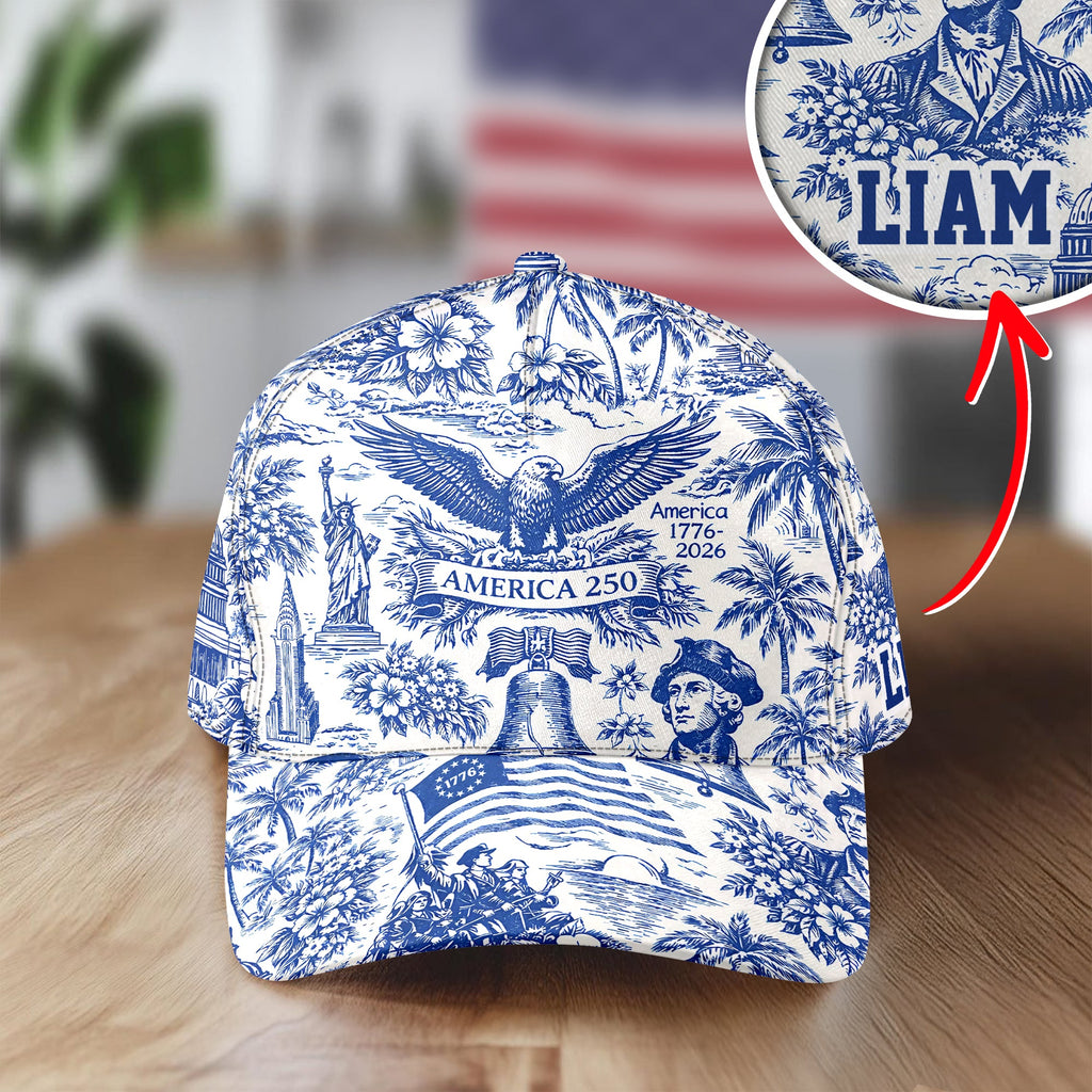 Personalized American 1776-2026 Anniversary Cap for Dad HN590 - AOP Cap GradoCreations