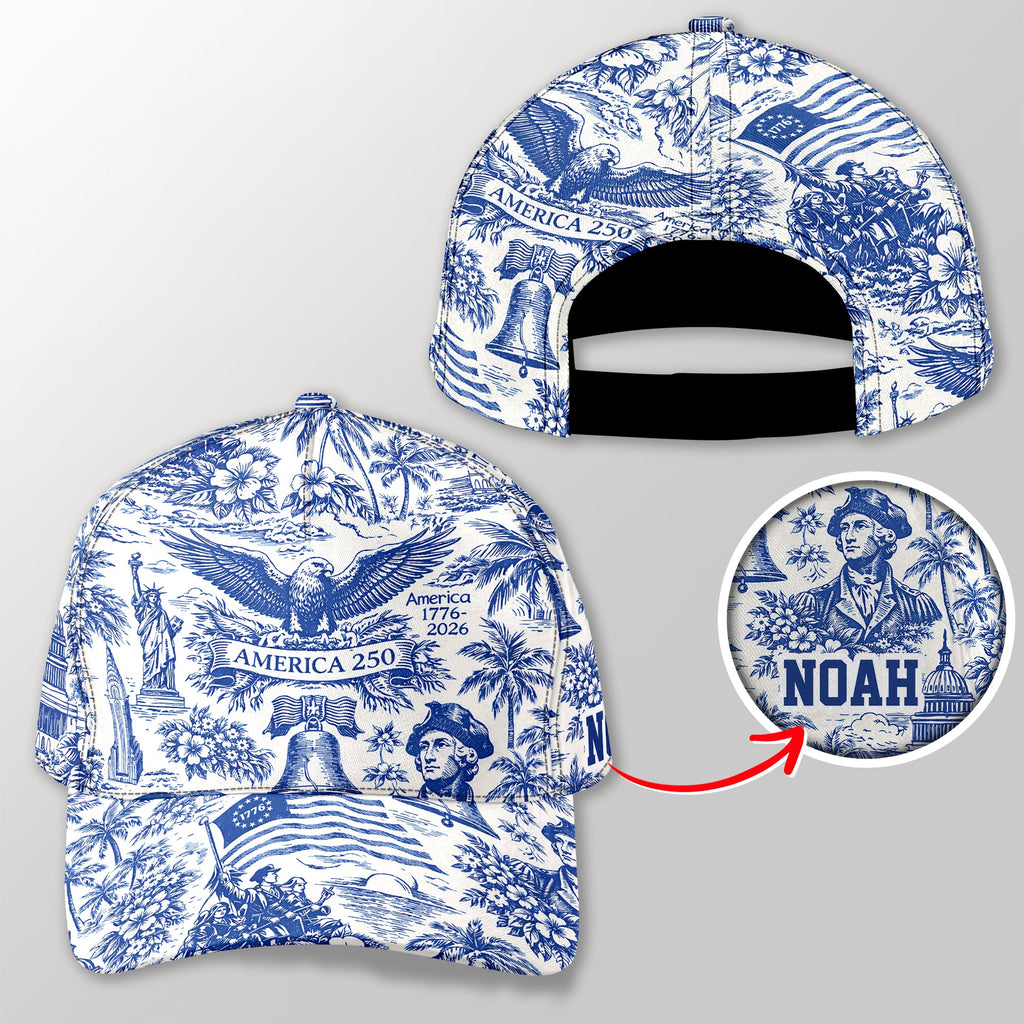 Personalized American 1776-2026 Anniversary Cap for Dad HN590 - AOP Cap GradoCreations