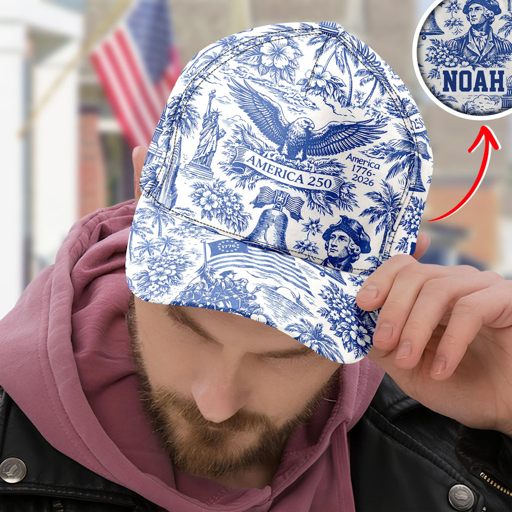 Personalized American 1776-2026 Anniversary Cap for Dad HN590 - AOP Cap GradoCreations