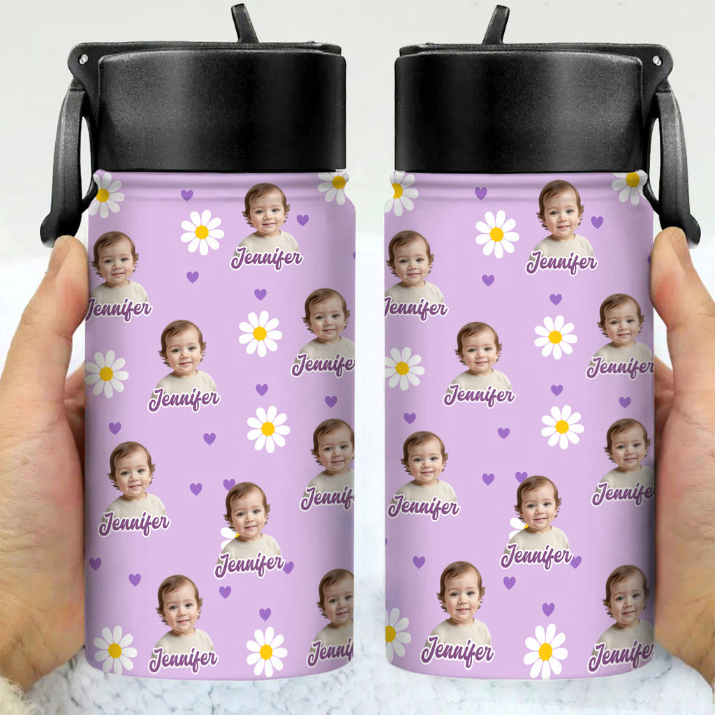 Personalized Kids Water Bottle Custom Photo Back to School Gift HN590 - Kid Water Bottle With Straw GradoCreations