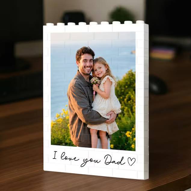 Custom Photo Building Blocks Gift for Dad | Father's Day Keepsake HN590 - Building Blocks fix GradoCreations