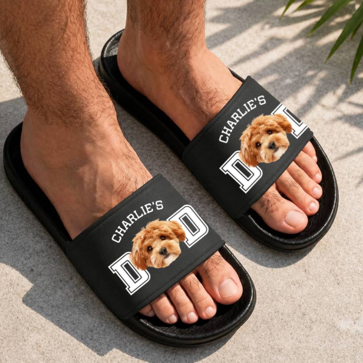 Personalized Photo Dog Cat Slide Sandals Custom Gift for Pet Lovers HN590 - Slide Sandals GradoCreations