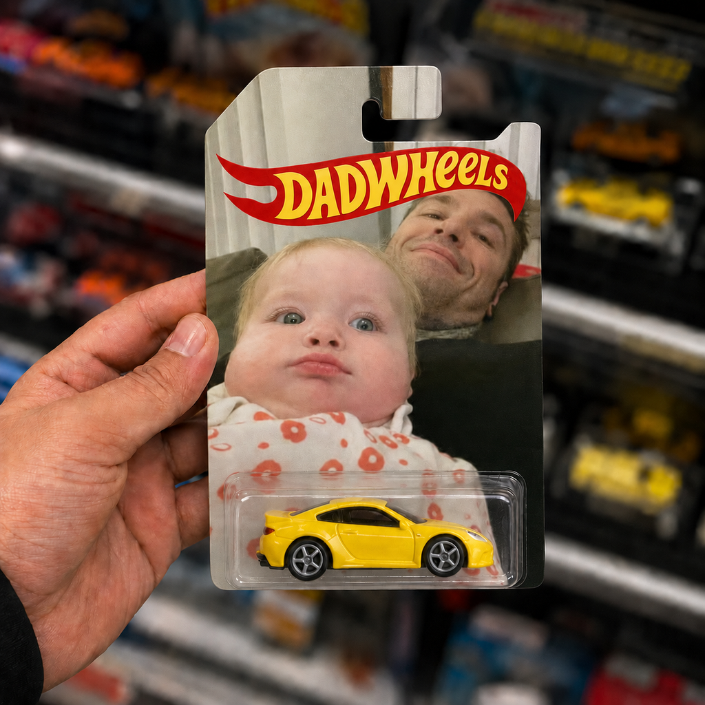 Personalized Photo Car Wheels Package Custom Gift for Dad HN590 - Hot Wheels GradoCreations