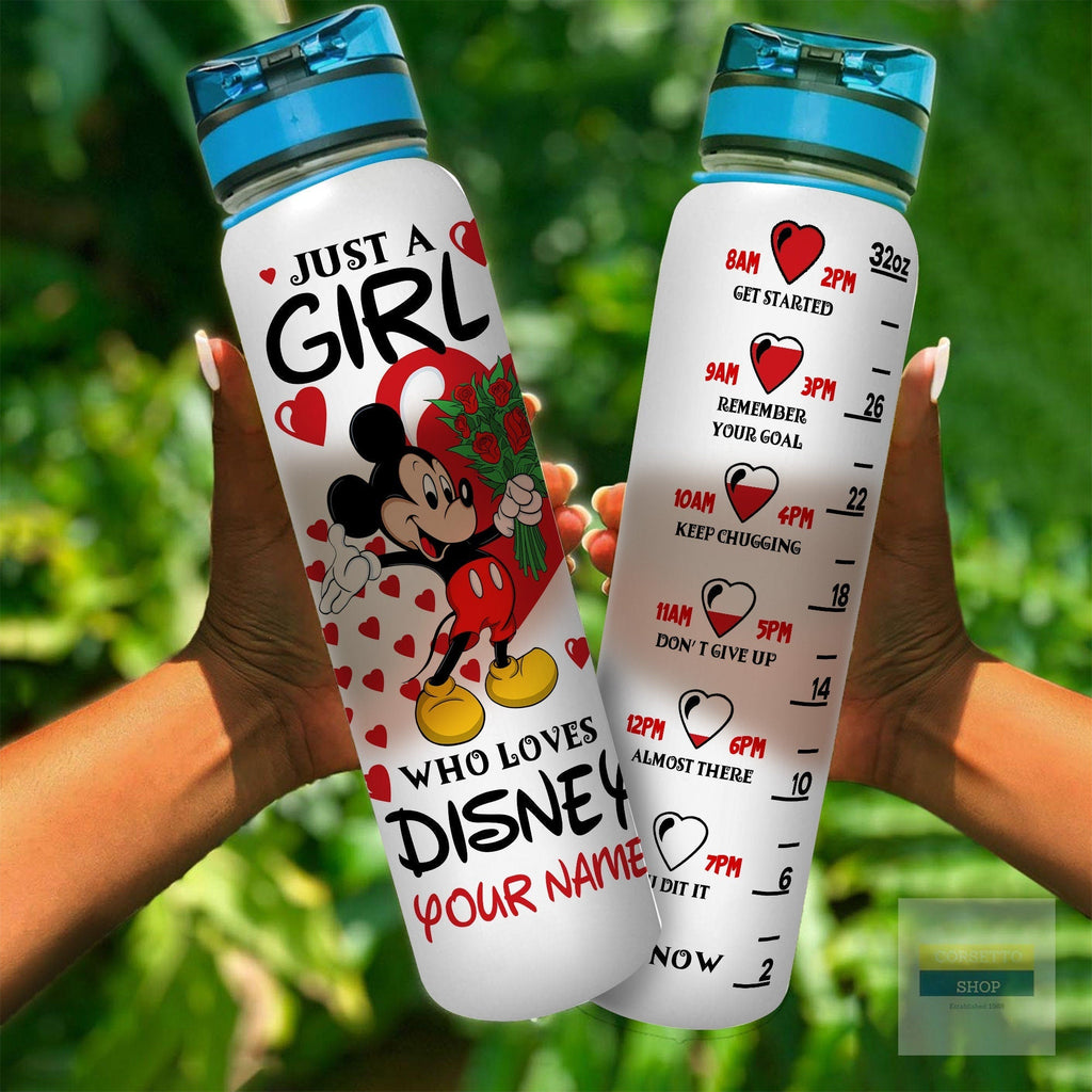 Personalized Disney Water Tracker Bottle Custom Name Gift Water Tracker Bottle GradoCreations