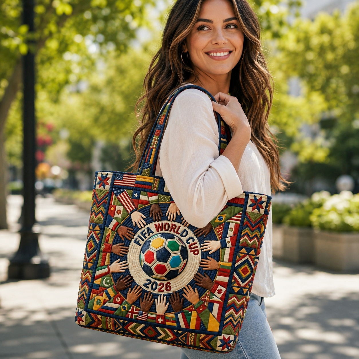 Personalized FIFA World Cup 2026 Quilted Tote Bag for Soccer Fans