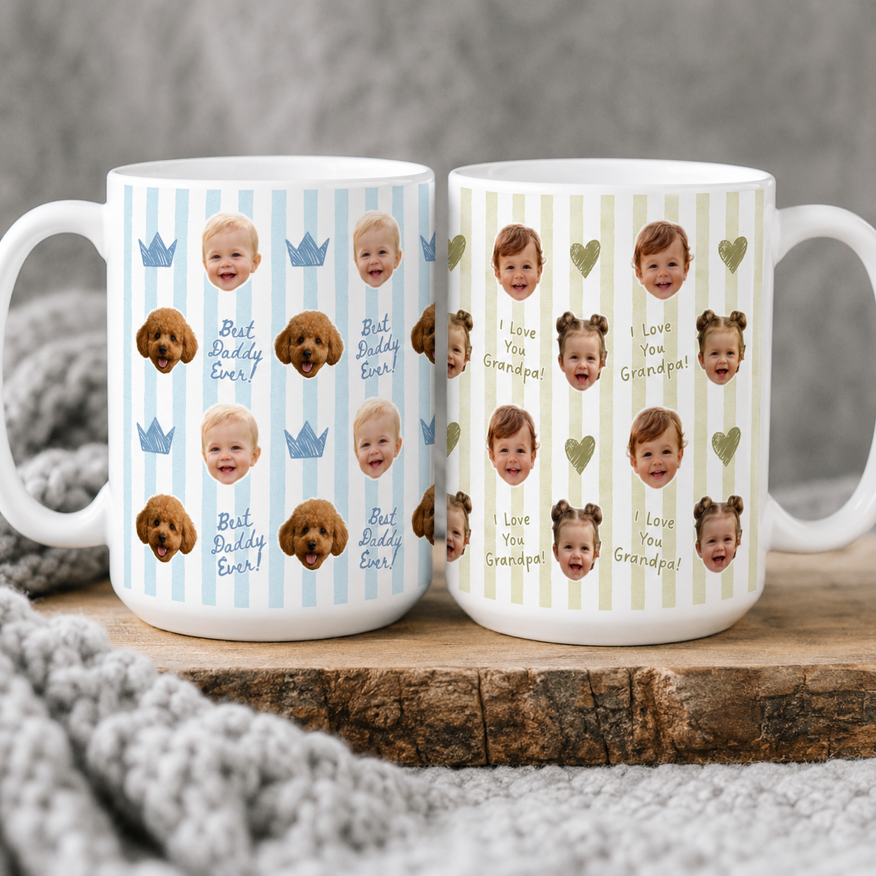 Custom Baby Face Mug Personalized Gift for Grandpa Papa HN590 - edge to edge mug fix GradoCreations