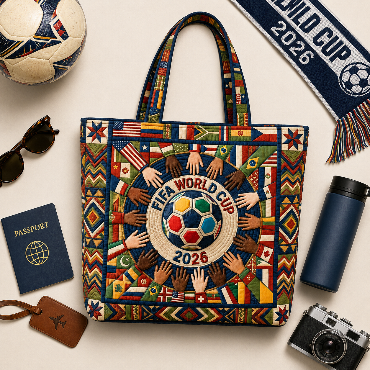Personalized FIFA World Cup 2026 Quilted Tote Bag for Soccer Fans