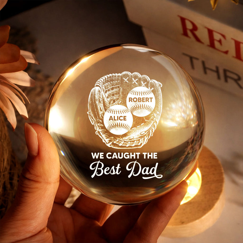 Personalized Crystal Globe Lamp Gift for Dad - Baseball Lovers