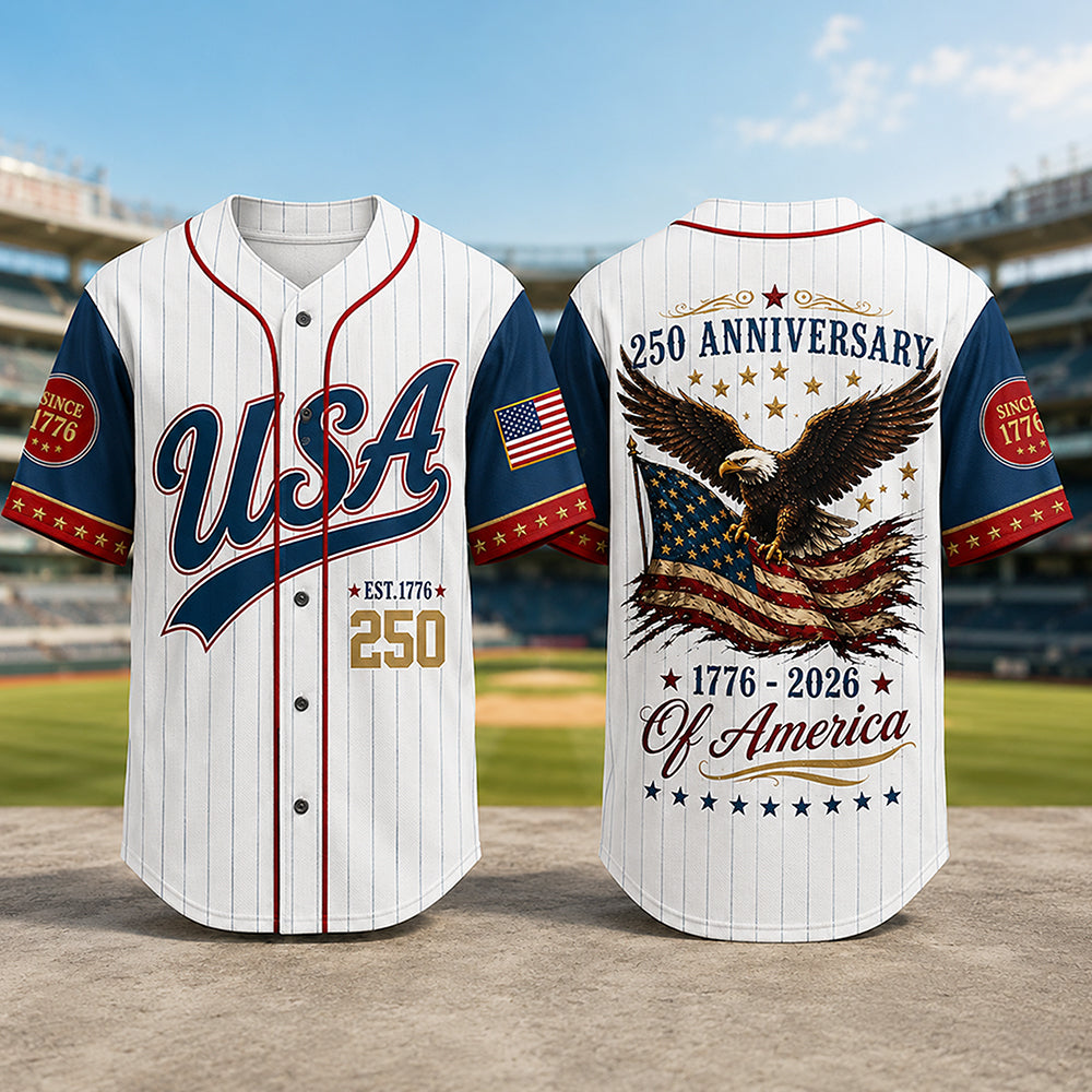 Personalized USA 250 Baseball Jersey Shirt Custom Name Gift for 4th of July Jersey Baseball Shirt GradoCreations