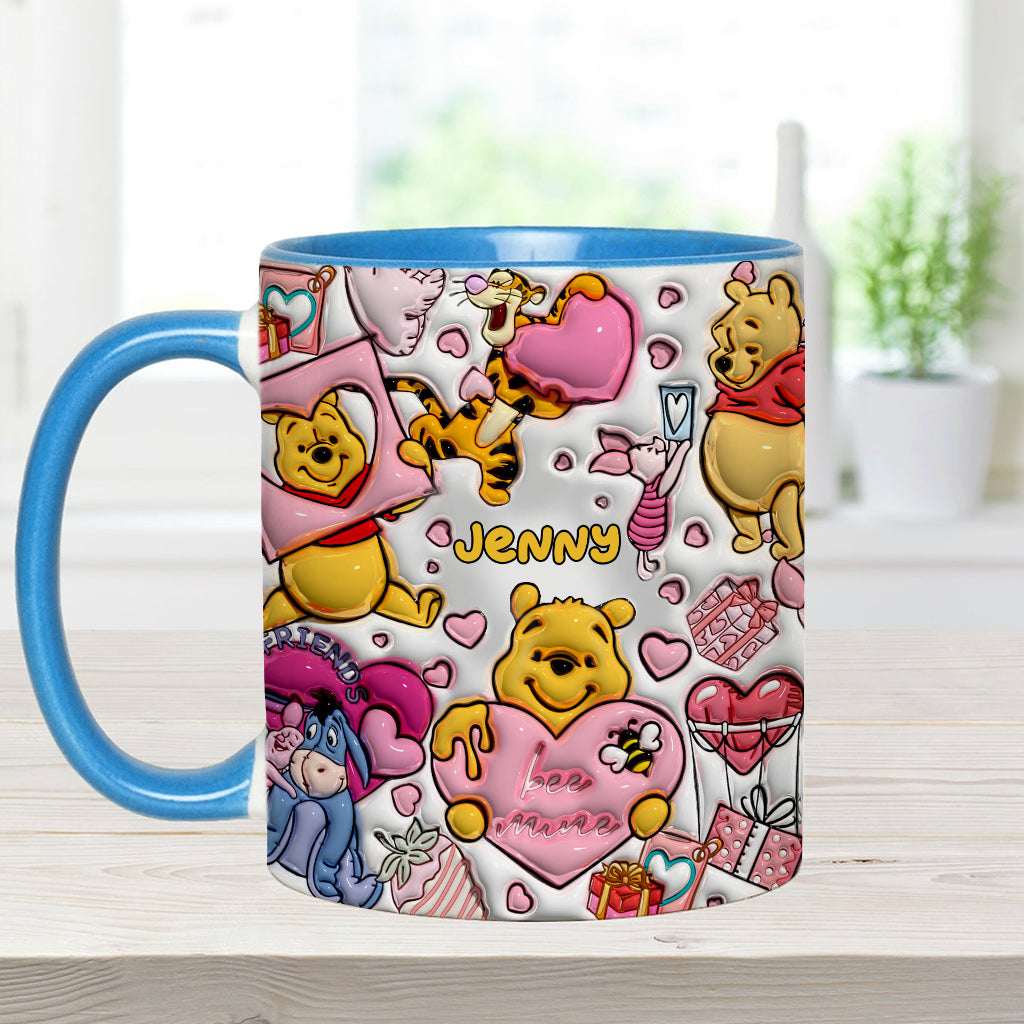 Personalized Accent Mug with Cute Pooh Bear Design for Valentine’s Day or Wedding Gift Accent Mug GradoCreations